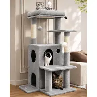Merkloos Arbre à chat avec 2 grandes maisons pour chats, griffoir, 50 pouces, jouets, adapté aux chats de toutes tailles