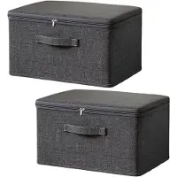 Merkloos Boîtes de rangement en tissu avec couvercle, lot de 2, dimensions : 38 x 25 x 16 cm, avec fermeture éclair et poignée