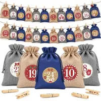 Dripio Calendrier de l'Avent avec 24 sacs en jute de 15x20 cm, avec attaches