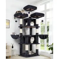 Merkloos Arbre à chat stable, 174 cm de hauteur, adapté à 2 à 4 chats, avec des poteaux en sisal pour l'entretien des griffes