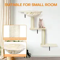Merkloos Ensemble de mur d'escalade pour chats, composé de 4 éléments, en bois gris fumé, comprenant un arbre à chats et un hamac, idéal pour l'activité des chats
