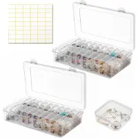 Merkloos Lot de boîtes de rangement, comprenant 40 petites boîtes de 5,5 x 5,5 x 2 cm, et 2 grandes boîtes. Boîtes en plastique transparentes, idéales pour les petits objets