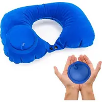 Unyqoos Coussin gonflable pour le cou (forme en U) – Coussin de voyage en peluche avec pompe à air, réglage de la pression, double fermeture, idéal pour l'avion, la voiture, le bureau