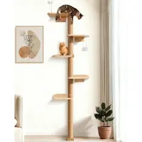 Merkloos Support mural Kratzbaum, 210 cm, 5 niveaux, en sisal et bois naturel, élément d'escalade pour chats
