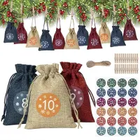 Dripio Calendrier de l'Avent à remplir, en lin, avec 24 étiquettes et des attaches en bois