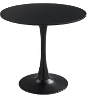 Dripio Table ronde de salle à manger avec pied en forme de tulipe, en MDF, de 60 cm de diamètre, de couleur noire, pour 4 personnes