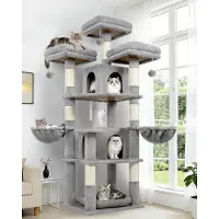 Merkloos Arbre à chat Kratzbaum : 174 cm de hauteur, 3 perchoirs rembourrés, 2 maisons pour chats, 2 paniers, poteaux en sisal, adapté pour 2 à 4 chats