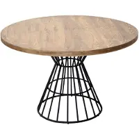 Dripio Table de salle à manger en MDF/métal, finition naturelle/noir, dimensions 120x120x76 cm