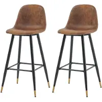 Dripio Ensemble de 2 tabourets bar, style vintage, revêtus de similicuir, pieds en métal, dimensions 45,5 x 49 x 103,5 cm, couleur marron