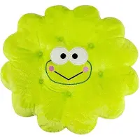 Unyqoos Coussin en forme de fleur, en coton, rembourré, avec motif de grenouille, vert, diamètre 40 cm – Coussin de sol et coussin lombaire, 1 pièce