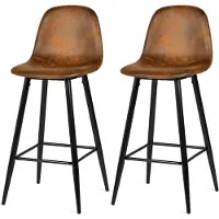 Dripio Tabouret de bar vintage, modèle 2er-Set, avec repose-pieds, hauteur 76 cm, revêtement en suède, pieds en métal