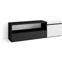 Dripio Meuble TV bas, 150x45x35 cm, pour téléviseurs jusqu'à 65 pouces, design moderne, blanc/noir