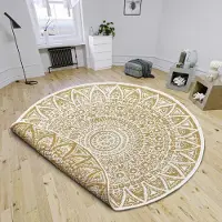 Merkloos Solidchoice - Tapis rond pour intérieur et extérieur, 140 cm, design bohème