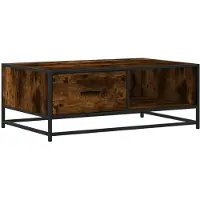 vidaXL Table basse chêne fumé 90x57x35 cm bois composite et métal