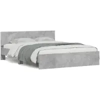 vidaXL Cadre de lit avec tête de lit gris béton 140x190 cm