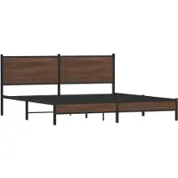 vidaXL Lit métallique sans matelas aspect chêne brun 160x200 cm