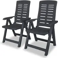 vidaXL Chaises de jardin réglables 2 pcs. Plastique Anthracite