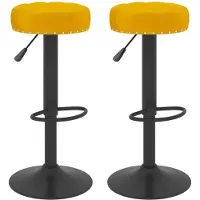 vidaXL Tabouret de bar 2 pcs jaune moutarde velours