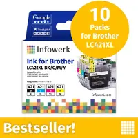 Infowerk NOUVEAU : Cartouches d'encre pour Brother LC421XL, multipack (BK/C/M/Y), 10 pièces