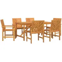vidaXL Ensemble de jardin pour repas, 7 pièces, bois d'acacia massif, couleur marron