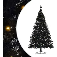 vidaXL Sapin de Noël artificiel pré-éclairé Noir 180 cm PVC