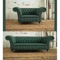 AEA Chesterfield Sofagarnitur 3+1 Sitzer Couch Polster Sitz Garnituren Lehn Sofa