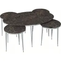 AEA Moderner brauner Holz-Couchtisch mit Beistelltischen Set