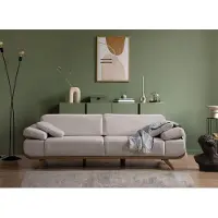 AEA Hellbeiges Textilsofa Designer Polstersofas Wohnzimmer Couchen 3-Sitzer