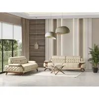 AEA Moderne Beige Wohnzimmer Textil Couchgarnitur Designer Polstersofas