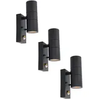 HOFTRONIC™ - Appliques murales LED Blenda 8W 2700K IP44 Noir détecteur motion