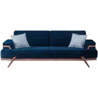 AEA Dunkelblaues Sofa Wohnzimmer 3-Sitzer Textil Couch Designer Dreisitzer