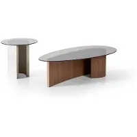 AEA Eleganter Set aus zwei Couchtischen mit braunem und weißem Farbton