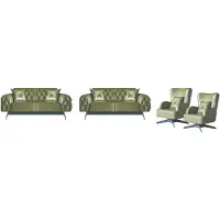 Xl Moebel Gmbh Sofa-Set Kissen Polster 2-Sitzer Leder Sessel Grün Sitzmöbel Chesterfield