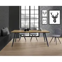 AEA Brauner Esszimmer Tisch Designer Holzplatte Metallfüße Luxus Möbel
