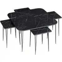 AEA Eleganter schwarzer Holz-Couchtisch mit Beistelltischen im modernen