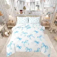 Merkloos Omgoods - Couverture de lit bleu ciel avec motif à rayures pour enfants