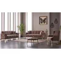 AEA Garnitur Dreisitzer 3 Sitzer Sofa Stoffsofa Polstersofa Braun Couch Sitzpolster