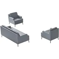 Xl Moebel Gmbh Arbeitszimmer-Set 3tlg 3-Sitzer mit 2x Sessel Dunkelgrau Modern Design