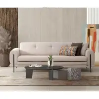 AEA Couch Dreisitzer Sofa 3 Sitzer Weiß Stoffsofas Polstersofa Design