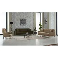AEA Komplette Couchgarnitur Dreisitzer Sessel Grün 3tlg Stoffsofa Couchen 3+3+1