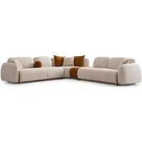 AEA Ecksofa Modern Beige Organisch Modular Bequem Gemütlich Schlicht