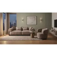 AEA Beiges Modernes 3-Sitzer Sofa mit Sessel Wohnzimmer Stoff Couch