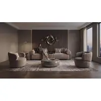 AEA Modernes Beiges 3-Sitzer Sofa 2 Sesseln Wohnzimmer Couch