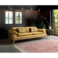 AEA Couch Dreisitzer Sofa Lounge Luxus 3-Sitzer Design Couchen Polster Sofas Gelb