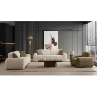AEA Wohnzimmer Set 2x 3 Sitzer Sofa Sessel Modern Beige Harmonisch Edel