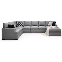 AEA Graues Wohnlandschaft U-Form großes Sofa Wohnzimmer Modern Hochwertig
