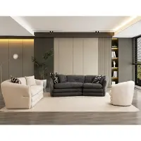 AEA Grau-beige Sofa set 3-Sitzer Sofa Sessel Bequem Modern Polstermöbel