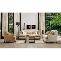 AEA Beiges Sofa set 3-Sitzer Sofa 2-Sitzer Sofa Sessel Wohnzimmer Bequem Weich