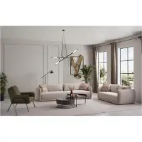 AEA Stilvolle Beige Sofagarnitur Moderner 4-Sitzer 2-Sitzer Textilsessel