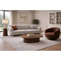 AEA Designer Beiges Textilsofa Exklusiver Brauner Sessel Wohnzimmer Set